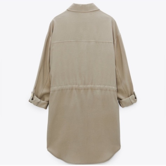 ZARA Lapel Collar Over-shirt Button Jacket/Dress Drawstring Waist M Utility - Picture 10 of 11